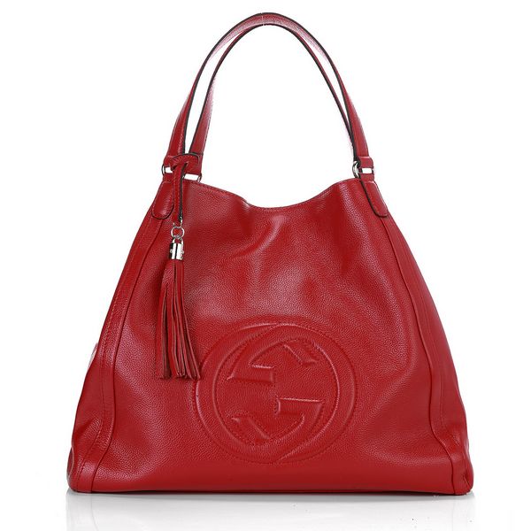 Authentic Gucci Soho Shoulder Bag 282309 Red Leather
